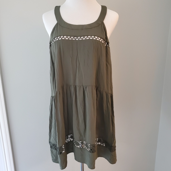 torrid Tops - Torrid Olive Mock Neck Lace Detail Cami